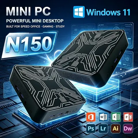 New Mini PC Intel Core N150 Windows 11 Mini PC 16GB RAM 1TB SSD Dual Display 4K HD Office Gaming Desktop Computer Mini PC