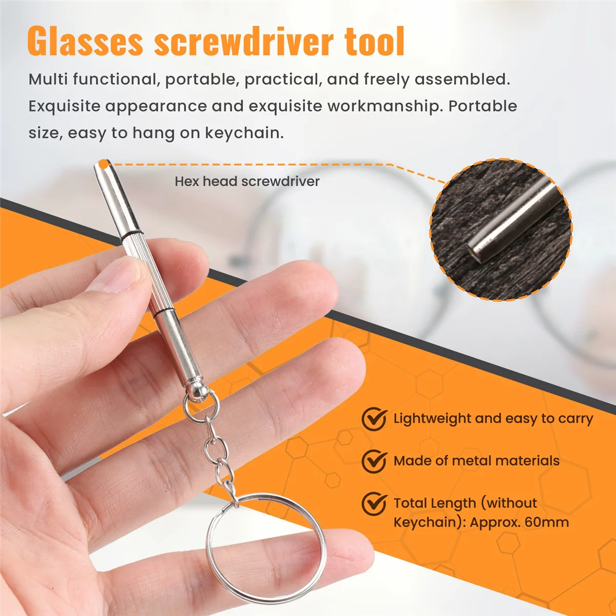 A08I 100Pcs/Pack 3 in 1 Eyeglass Screwdriver Sunglass Glasses Watch Repair Tool Kit with Keychain Portable Screwdriver Tool