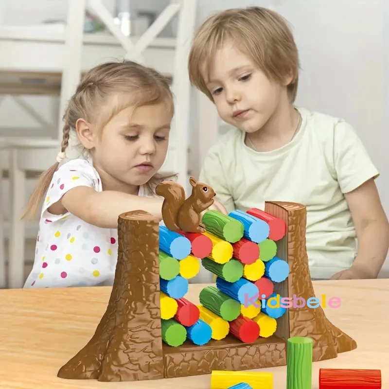 Children Balance Tower Board Game Stacking Blocks Puzzle Toy Family Games Save The Collapsing Squirrel For Toddlers Ages 3+