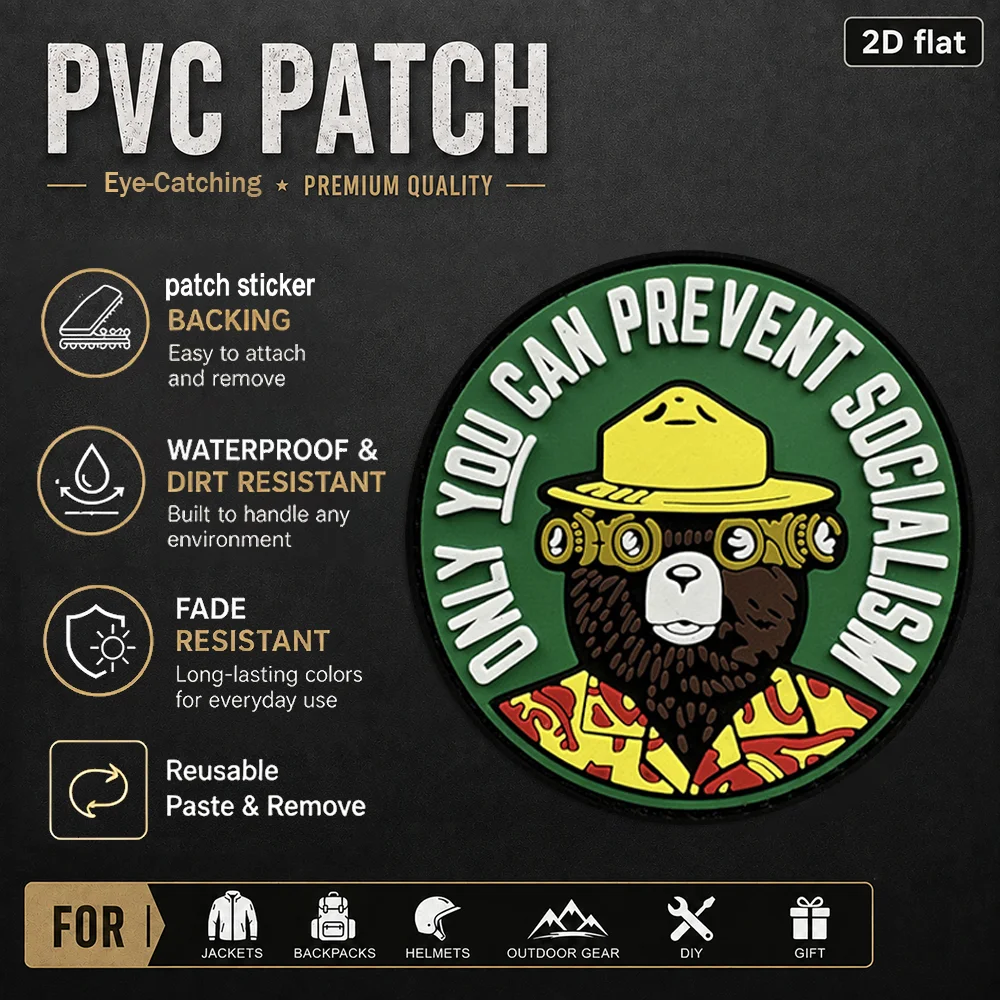 1Pc/2Pcs/3Pcs Optional Round Bear Pattern Pvc Armband Glow-In-The-Dark Patch Badge Applique Clothing Bag Hat Decoration Patch with Fleece Backing