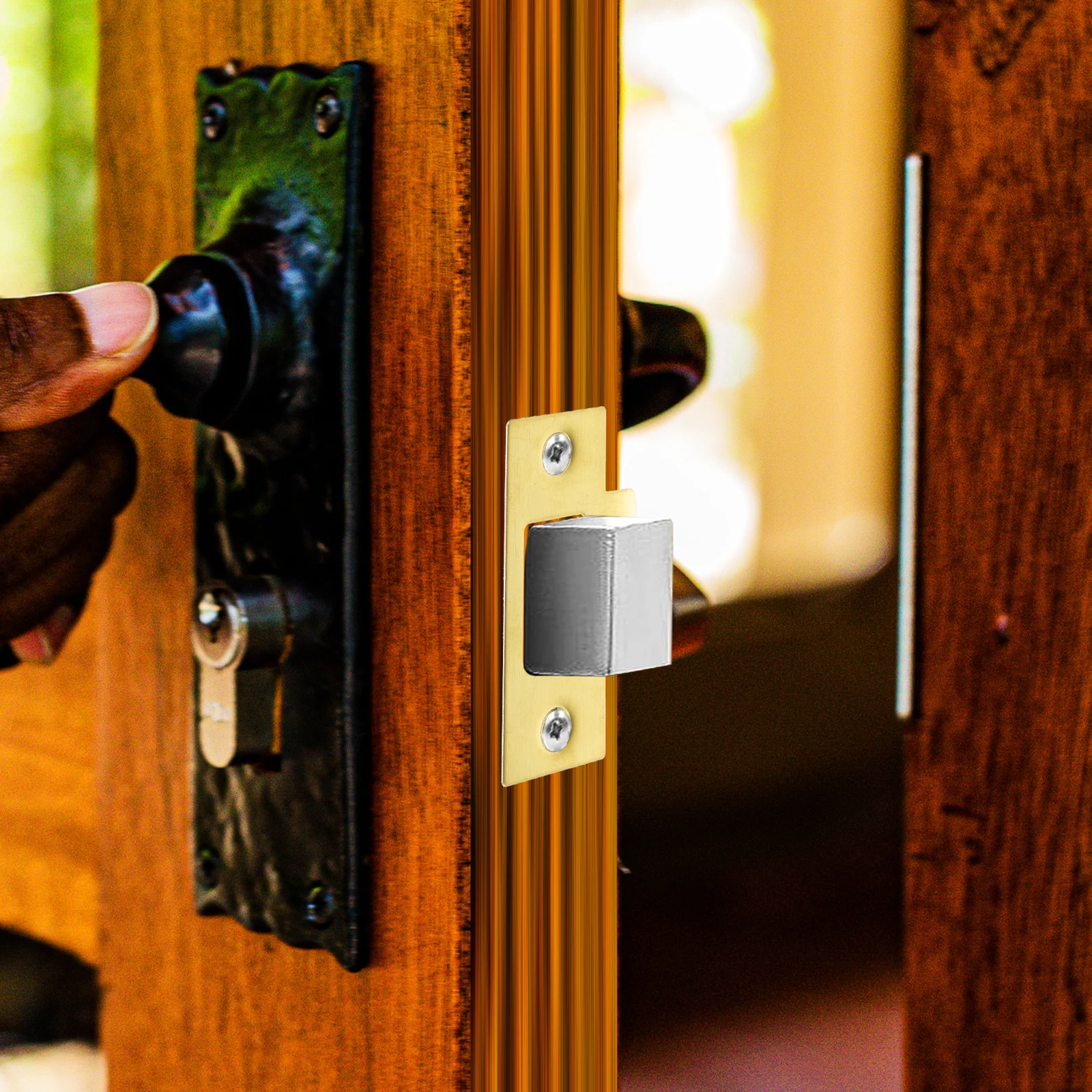 

2Pcs Deadbolt Strike Plate Stainless Steel Strong Door Hole Cover Plate Durable Door Reinforcement Accessory Deadbolt Cover