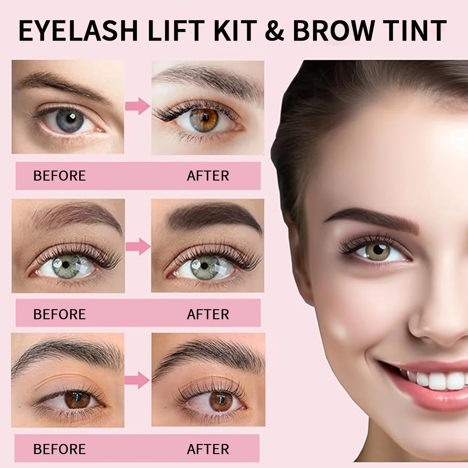 Lash Lift & Brow Tinting Kit Natural Eyelash Lifting Perm Treatment แต่งหน้าชุด 4-6 สัปดาห์สําหรับ Lash Curler กึ่งถาวร