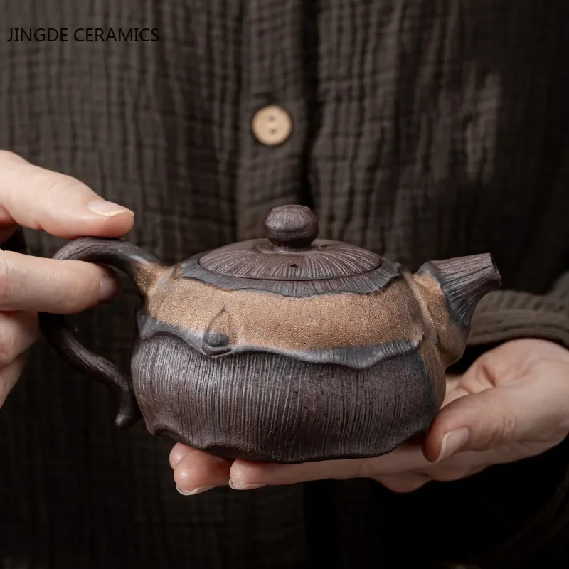 

Handmade Crude Pottery Teapot Retro Ceramic Tea Set Tradition Pu 'er Tea Pot Filter Beauty Tea Infuser Chinese Teaware Supplies