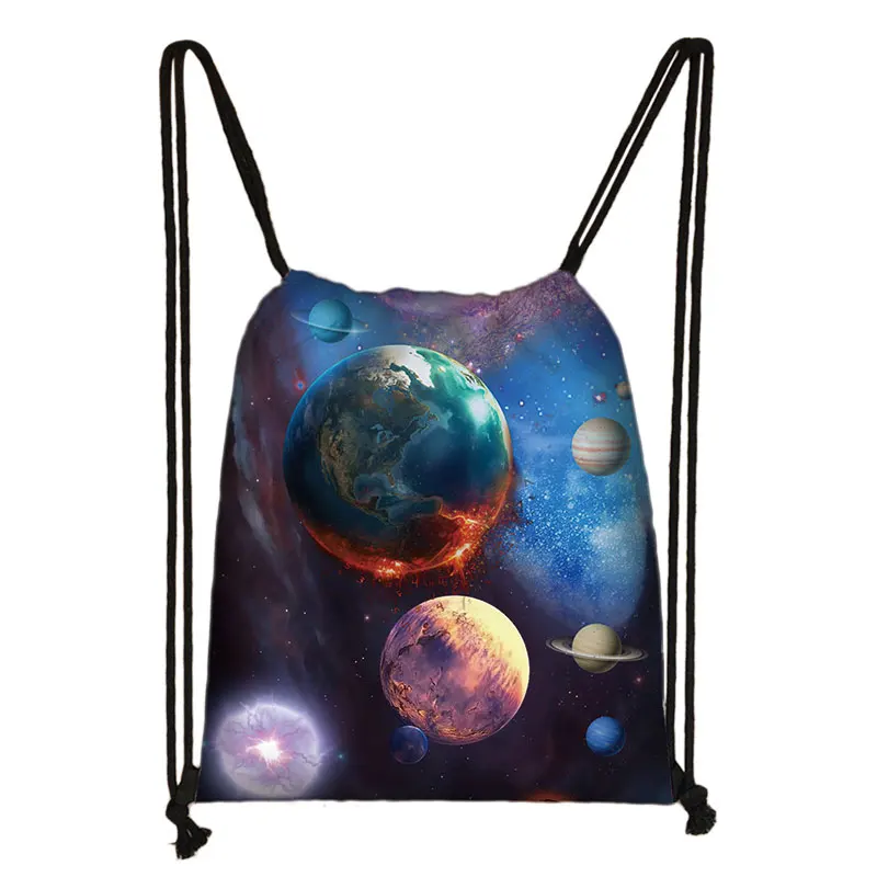 

Starry Night/ moon/ Galaxy Print Backpack Women Fashion Travel Bag Girls Canvas Softback Drawstring Bag Female Storage Bag