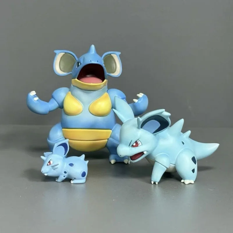 3-częściowy zestaw figurek Pokemon: Nidoqueen, Nidoran, Nidorina, figurka akcji Nidoking, ozdoba kolekcjonerska, dekoracja na biurko, model, lalka, zabawka, prezent