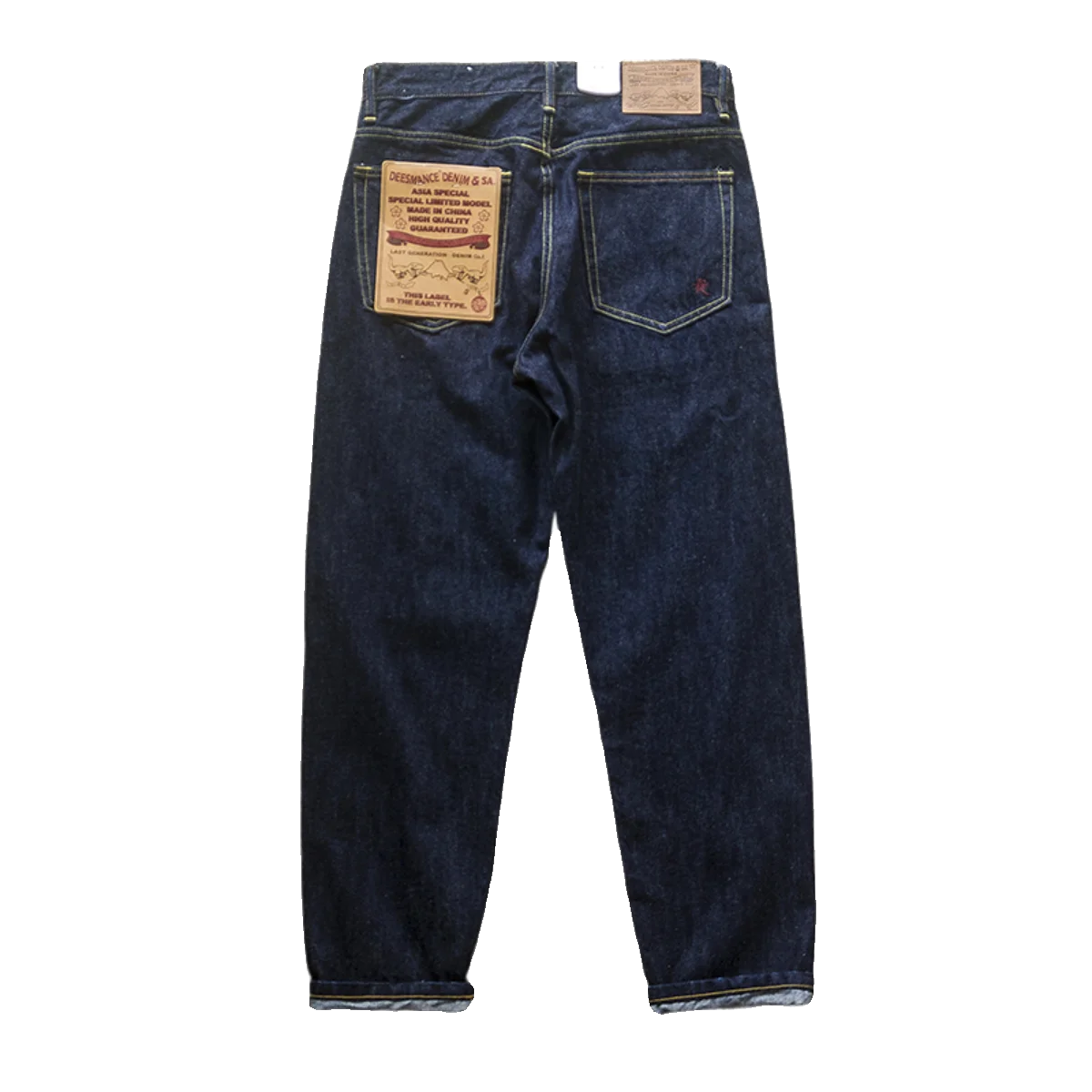 

Japanese Vintage Denim Jeans with Sanding Featuring Red Stitching and Original Color for Autumn with Embroidery Jeans