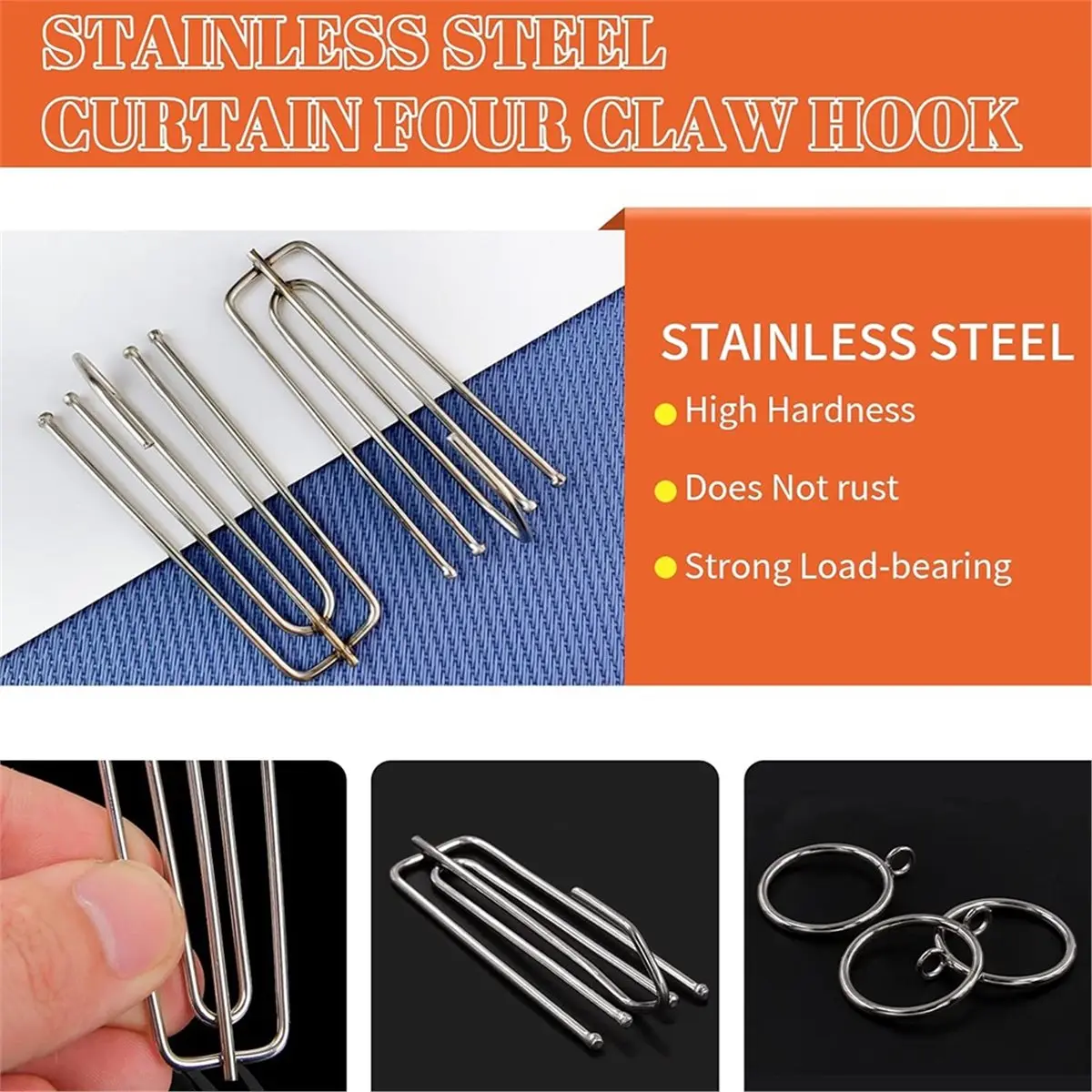 Time Saving 61Pcs Curtain Pleat Tape Set with Stainless Steel Hooks and Rings Including Curtain Heading Tape 10 Yard/9.2 Meters