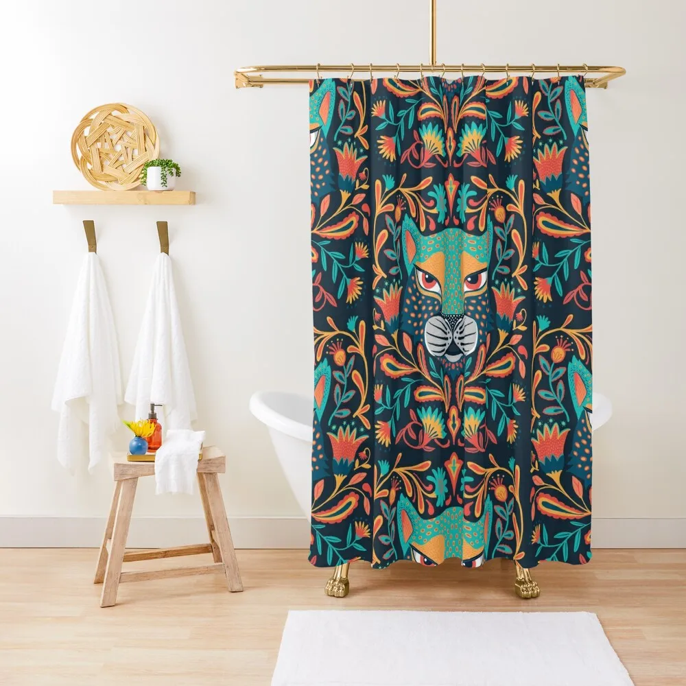 

Folk jaguar Shower Curtain Bathroom Deco Bathroom Fabric Bathroom For Shower Transparent Shower Curtain