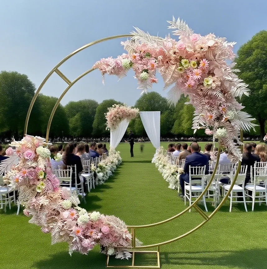 

1Pcs Round Wedding Balloon Backdrop Stand Iron Flower Ring Birthday Party Outdoor Decorative Frame for Photo Background