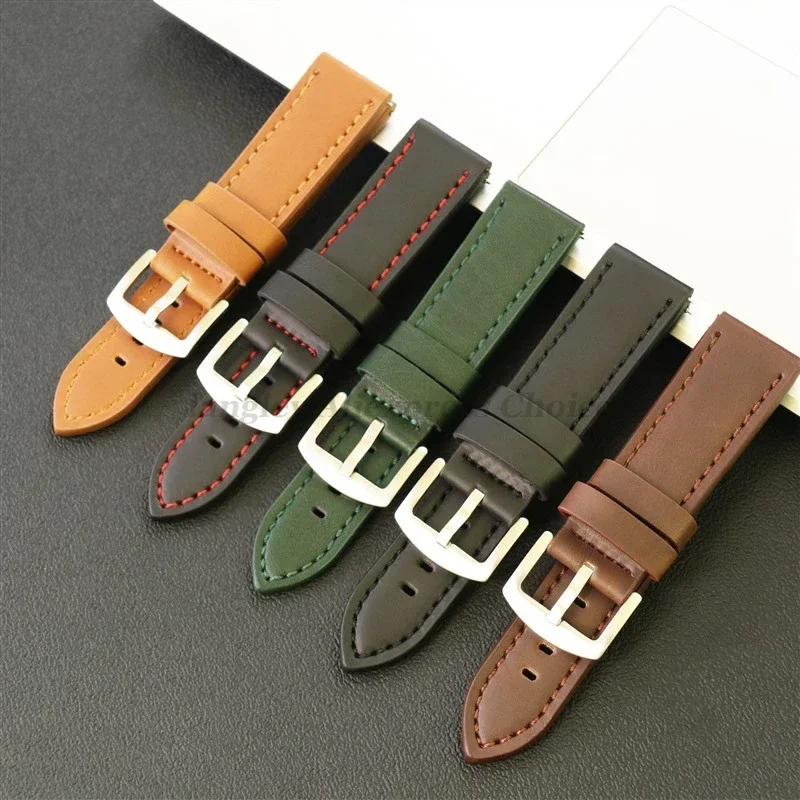 Cinturini in pelle di vitello retrò 18mm 20mm 22mm 24mm per cinturino Smartwatch per accessori per orologi Seiko a sgancio rapido marrone scuro