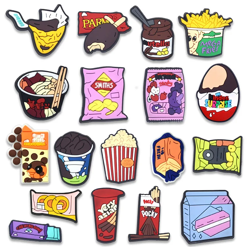 18Pcs Food and Drink Shoe Decoration Charms For Crocs,Shoe Accessories Pins for Boys Girls Kids Party Favors Gifts
