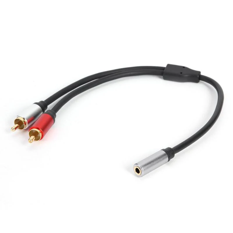 Kabel adaptor Splitter RCA Y pria To2 Male To2 colokan berlapis emas kualitas tinggi untuk sistem suara Speaker kabel Audio 0.25m