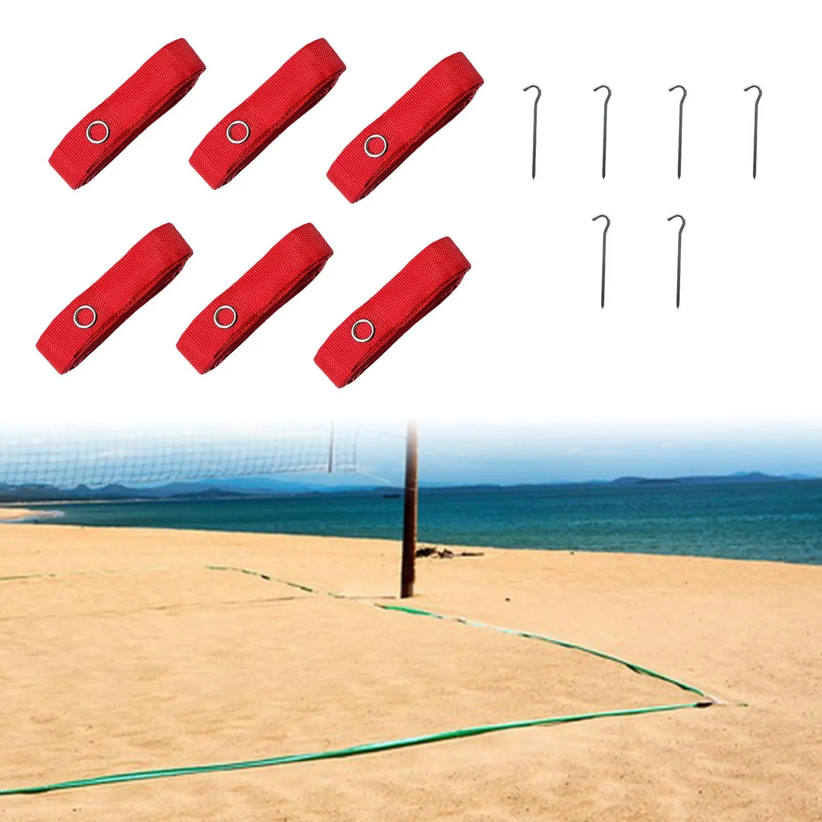 6Pcs Beach Volleyball Lines Court Marker Kit Portable 8M Long Professional with