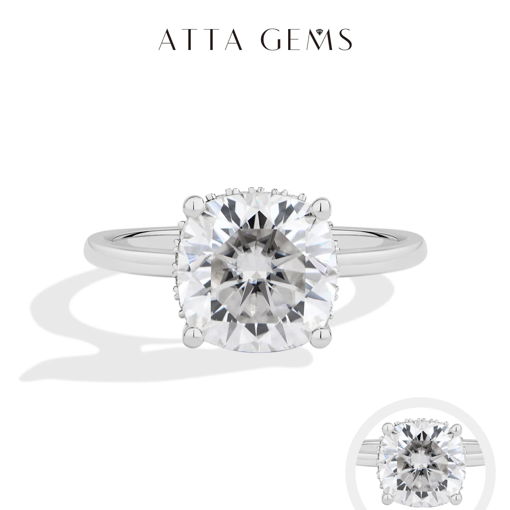 

ATTAGEMS Cushion Cut 3.5ct Classical Moissanite Ring for Women DVVS1 Real 925 Sterling Silver For Engagement Wedding FineJewelry
