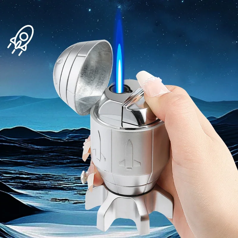 New Metal Decompression Rotary Straight Punch Inflatable Lighter Trendy Cool Rotary Lighter TikTok Wholesale