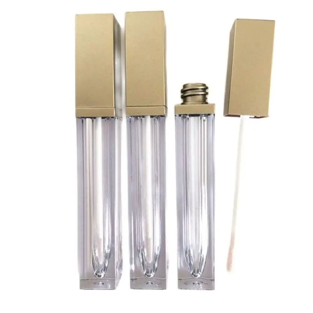 10/50/100PCS Empty Lip gloss Tube Square DIY Lip Glaze Packing Box Container With Bronze Gold Cap Split Bottle