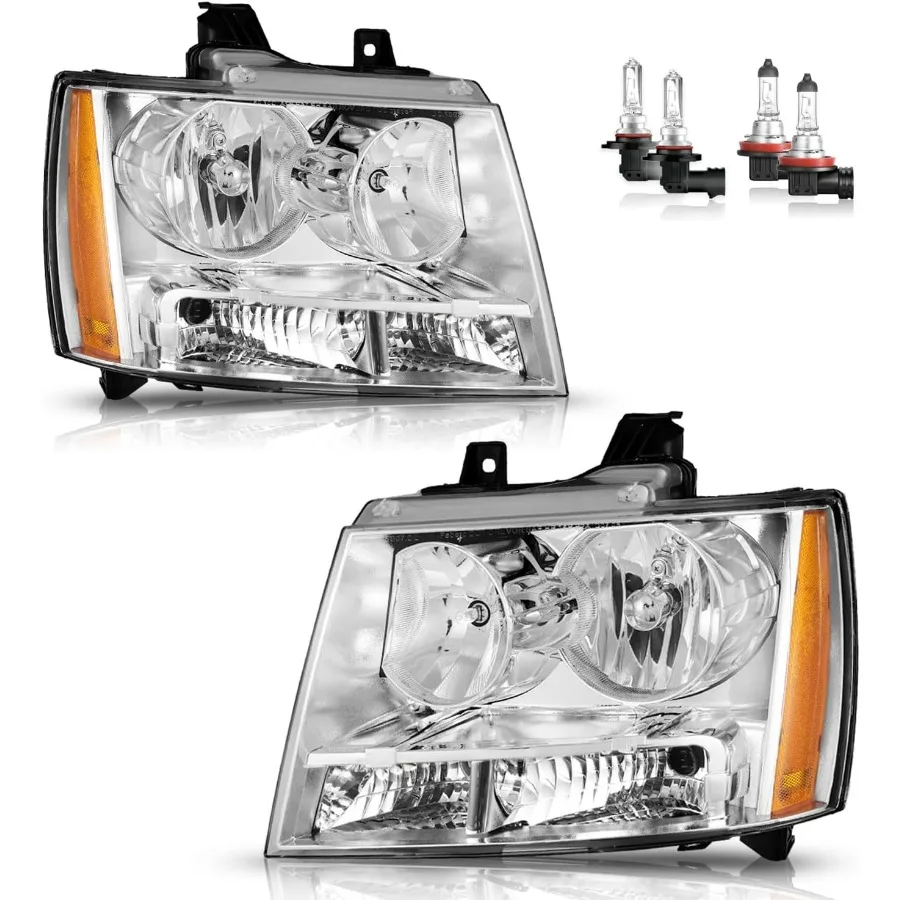 

Headlights W/Bulbs for 2007-2014 Chevy Tahoe Suburban 1500 2007-2013 Avalanche Suburban 2500 Headlamp Replacement Driver Passen