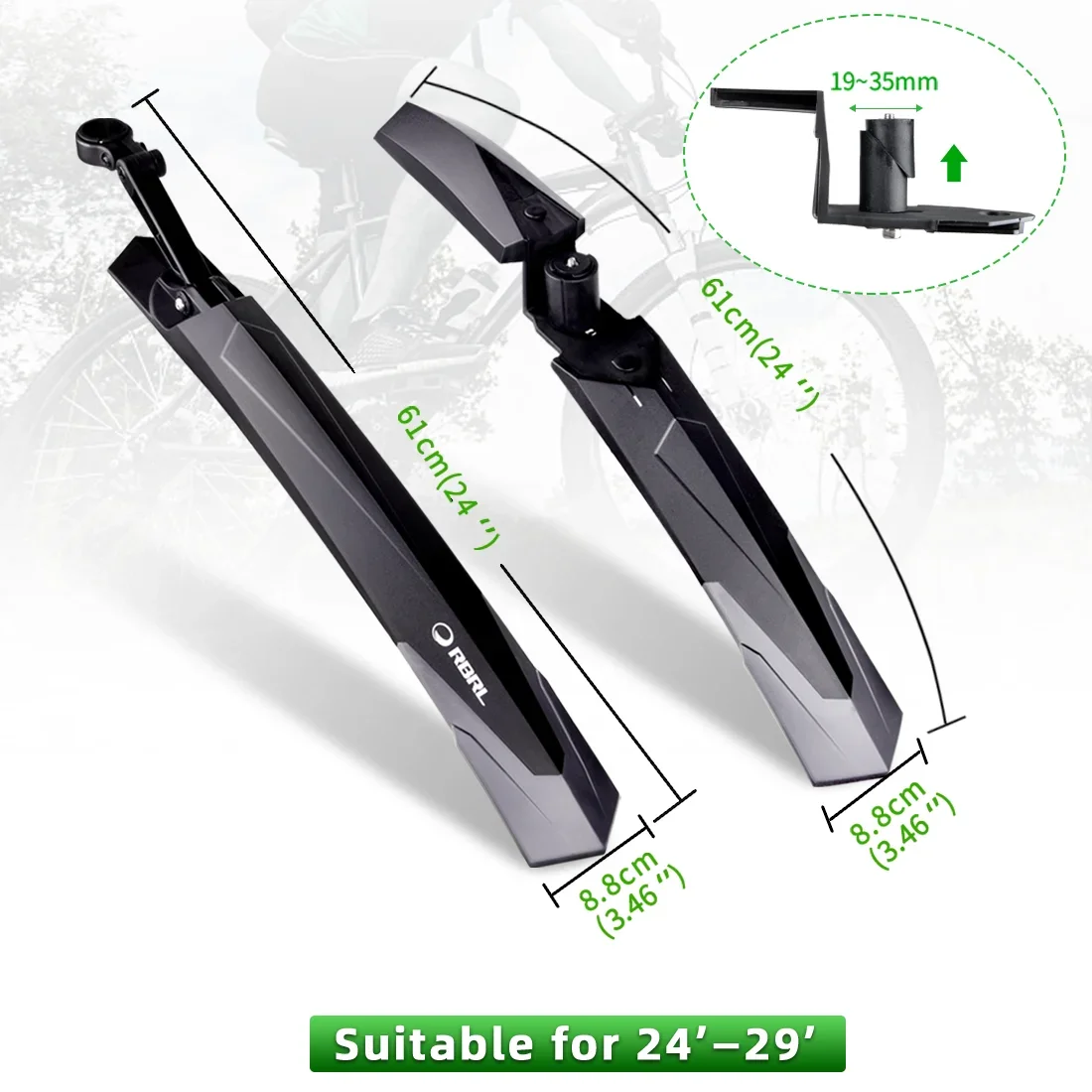 RBRL Widened and Lengthened Eco-Friendly Adjustable Quick Release MTB Electric Bike Mudguard