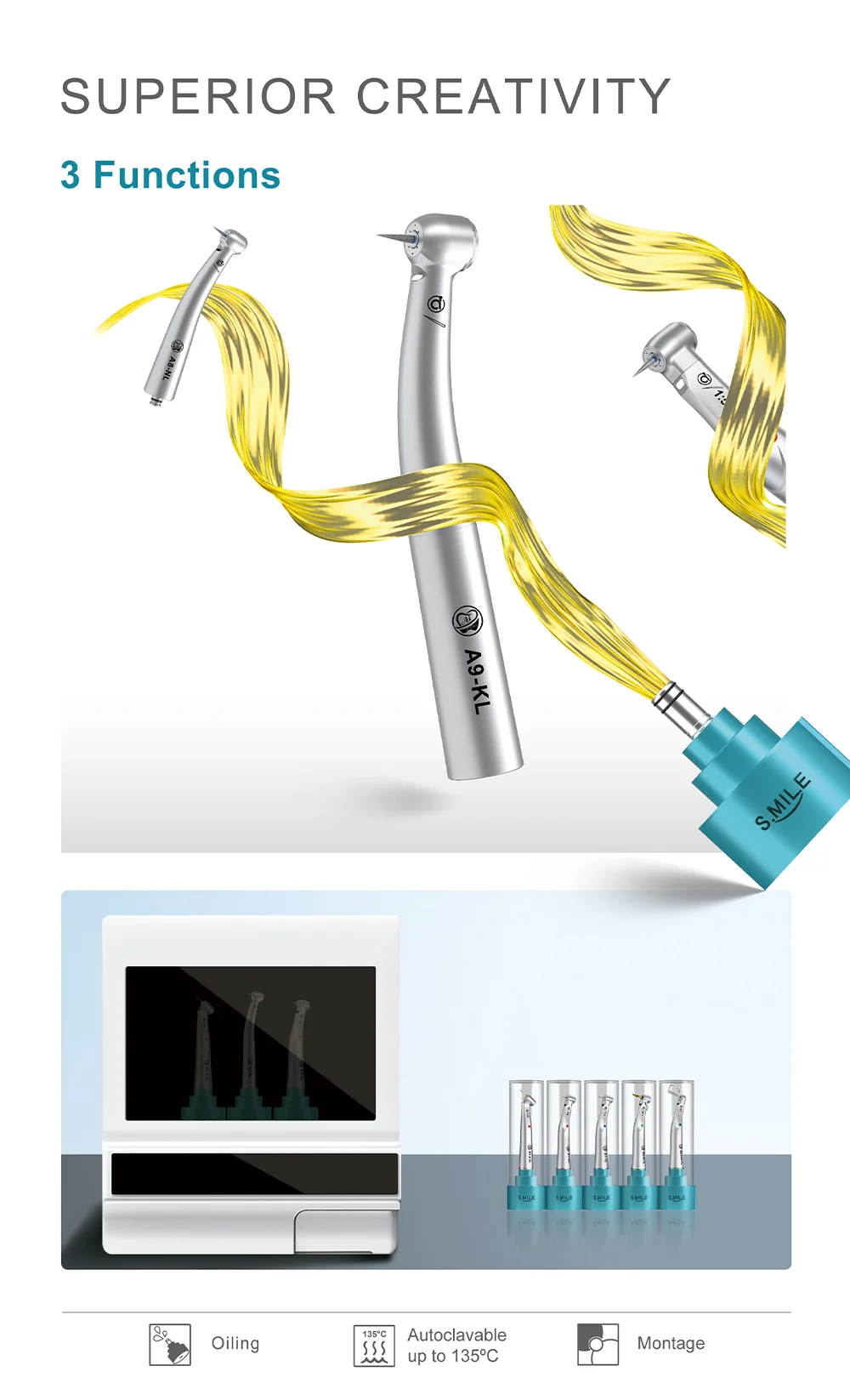 AI DENTAL Aiko Serie Luftturbine-Upgrade-Lager Superoir-Konvertierungsrate Leistungsstärker Konzentrizität Hochgeschwindigkeitshandstück Neu – Detail 12