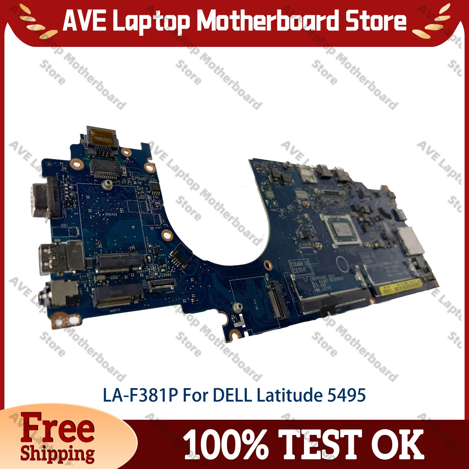 For Dell Latitude 5495 LA-F381P Laptop Motherboard with R3 R5 R7 CPU 07CT81 09GYDK 0MV0K5 High-quality 100% Fully Tested
