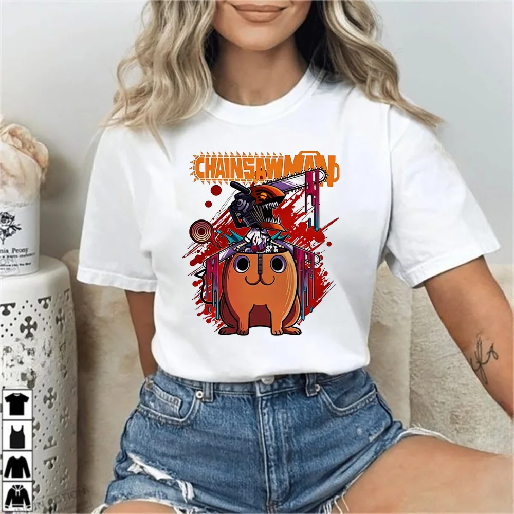 Chainsaw Man shirt women summer streetwear gyaru graphic alternative  shirt Retro emo y2k dollette korean fashion