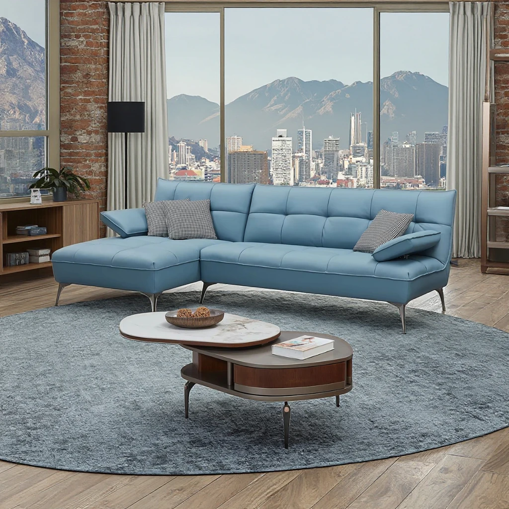 Home Leather Modular Corner Sofa Set Contemporary Italian Style PFZION with Customizable Colors Modern Living Room Furniture