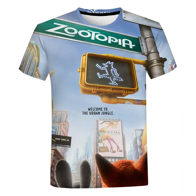 Zomer Disney Cartoon Film Zootopia 3d Print Schattige T-Shirts Casual Korte Mouwen Grafische T-Shirts Mode Street Tops T-Shirts