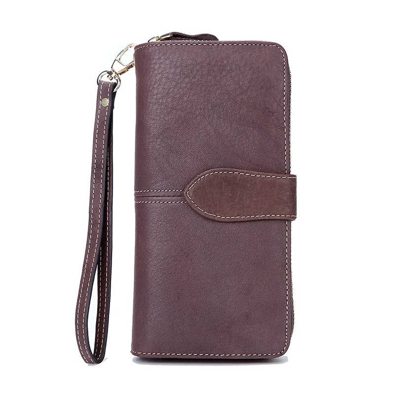 Large Clutch Wallet for Women Genuine Leather Wallet Bifold Long Real Leather Women Purse Zipper Female Coin Bag Wallet