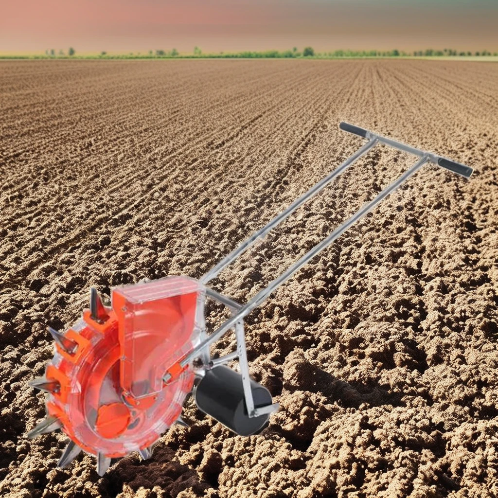 New 2 Row Corn Seeder Bean Peanut Corn Manual Walking Two Wheel Soybeans Planter Corn Seeder Adjustable Manual Seed