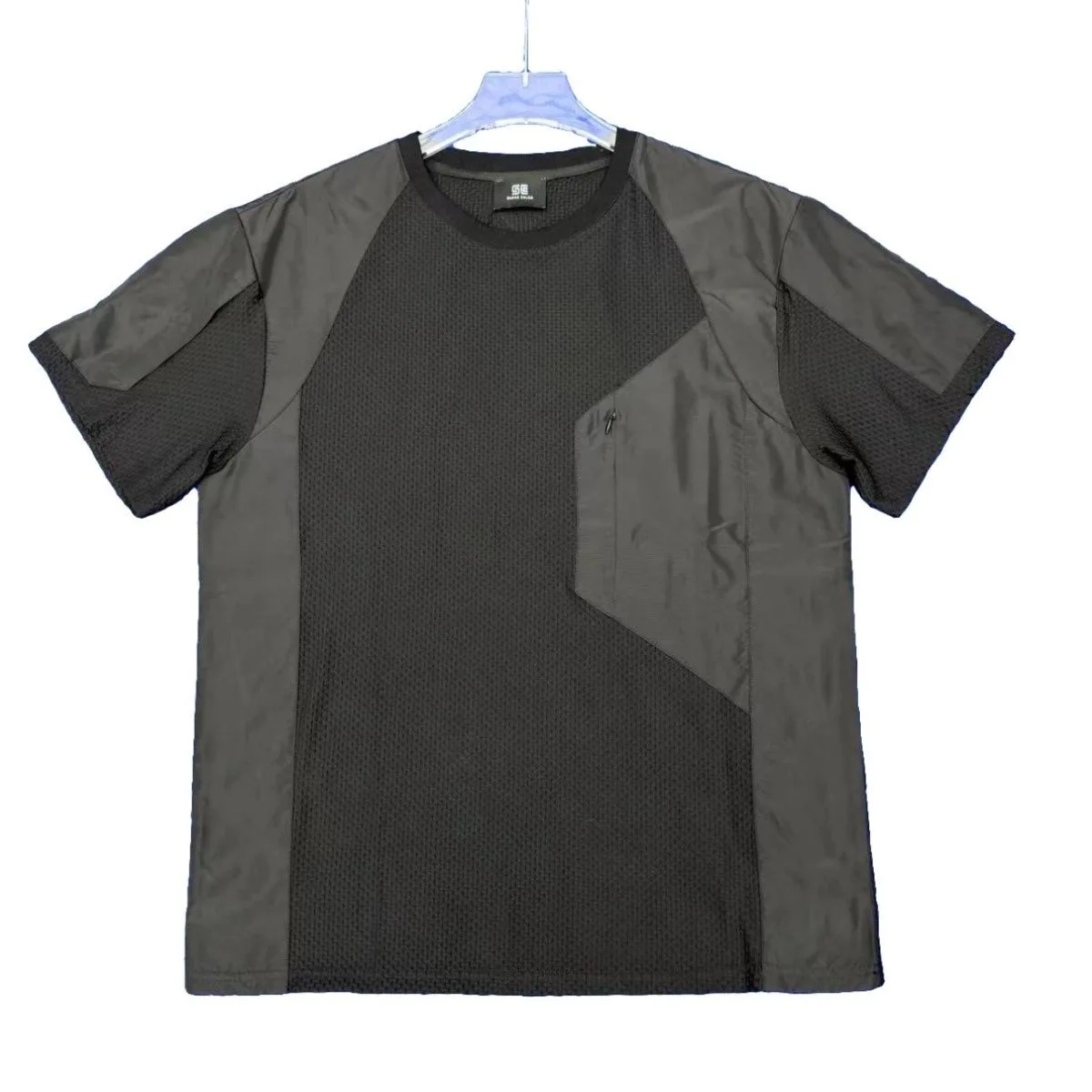 Guke New Color Blocking Design Loose Motion Breathable Round Neck Slip shoulder quick-drying T-shirt Men's Fashion Top