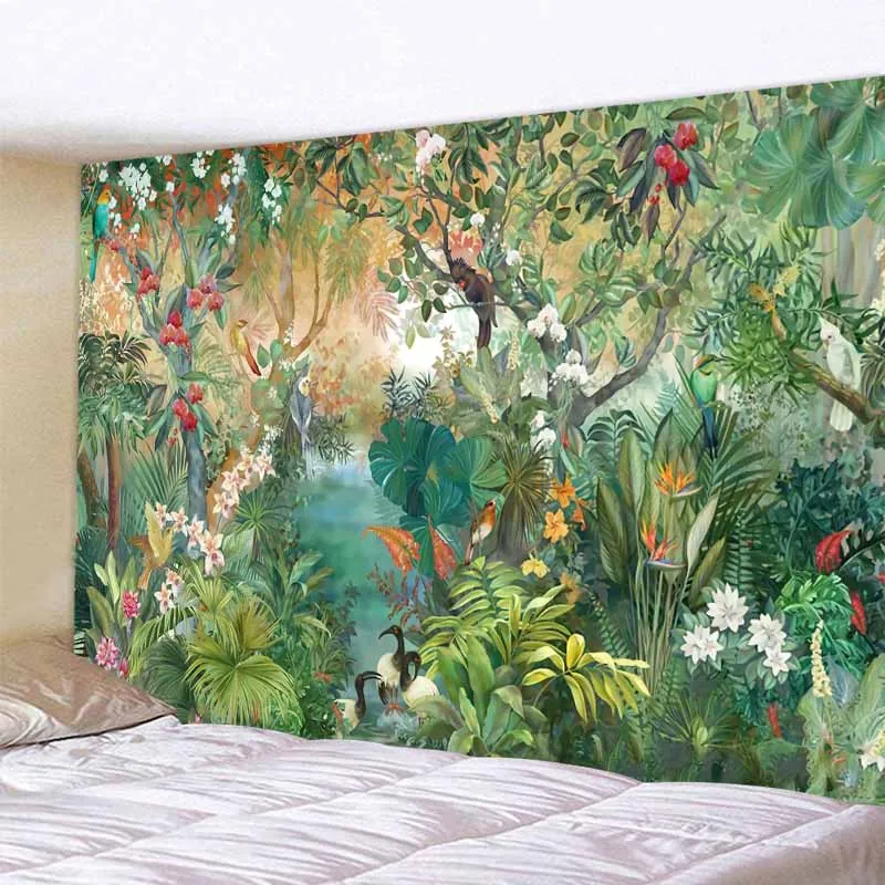 Tapisserie murale suspendue avec animaux de la Jungle tropicale, décoration de la maison, serviette de plage, tapisserie de Yoga