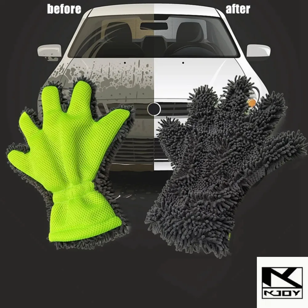 kkjoy Soft 5 Finger Gloves Microfiber Mitts for car motorcycle washing drying