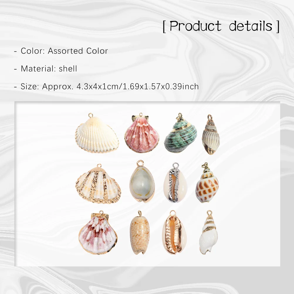 12 Pcs Sea Shells with Holes Charm Stoppers for Bracelets Necklace Parts Funny Jewelry DIY Pendant