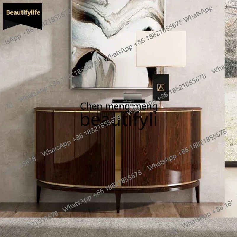 

A56 A55 Light luxury solid wood dining side cabinet Italian minimalist entrance foyer entrance cabinet Semicircular arc