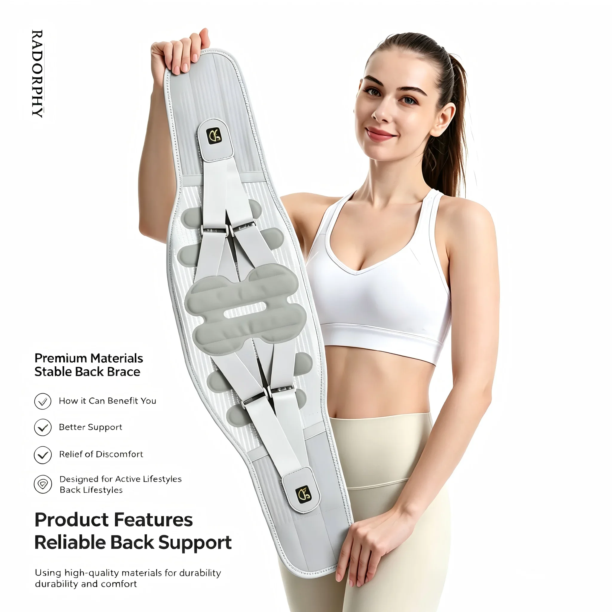 

Пояс-корсет для поддержки спины - поясничный, при болях в спине, ишиасе, сколиозе, грыже межпозвоночного диска, с регулируемыми ремнями и 3 подушечками для мужчин и женщин