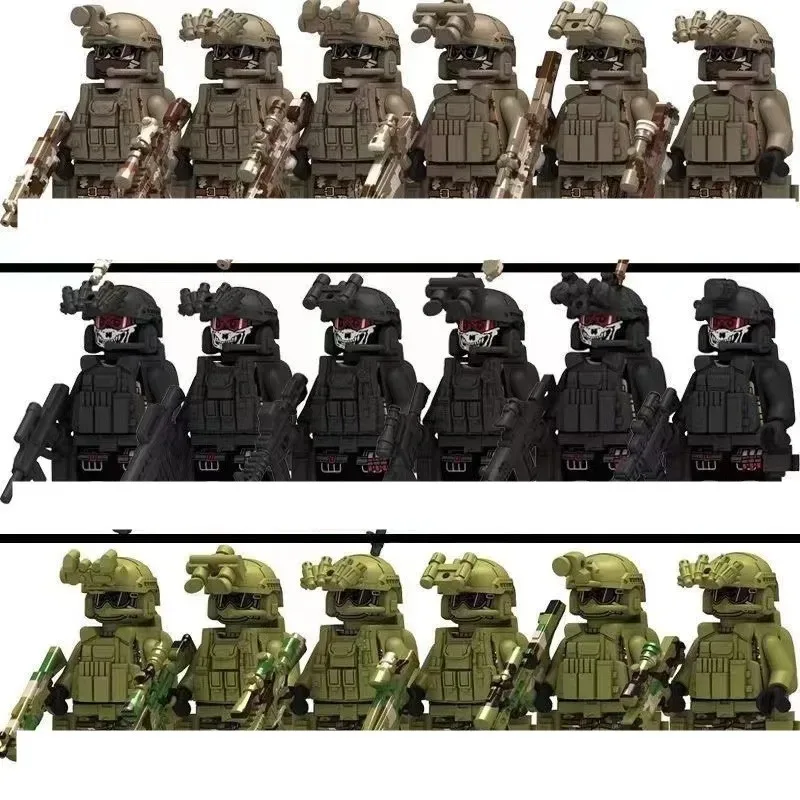 Figurines spéciales de commandement fantôme de police des forces spéciales militaires, soldats de police, armes militaires, jouets et cadeaux pour enfants.