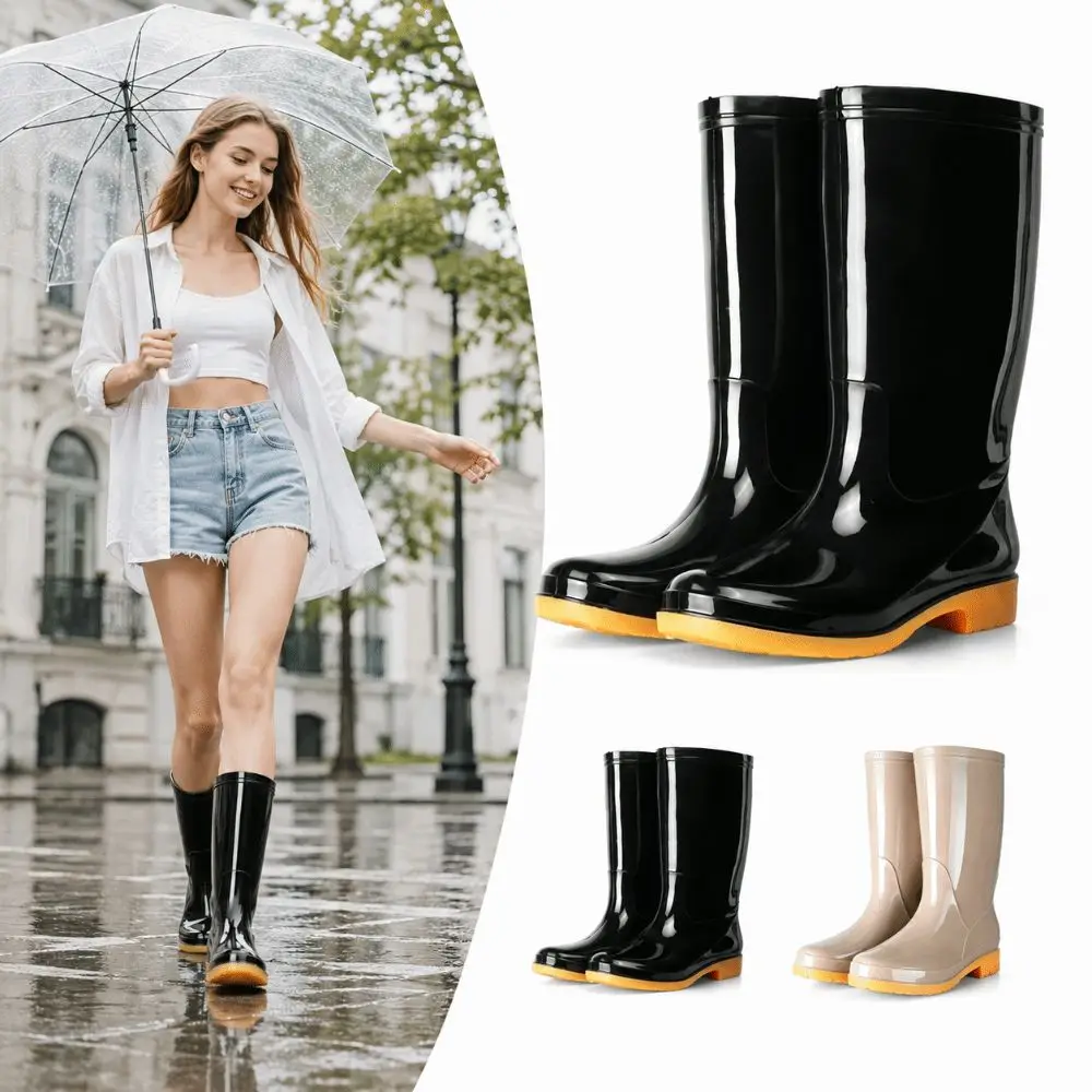 Non-slip Women's Long Rain Boots High-Top Waterproof Garden Rain Shoes Durable Lightweight Water Shoes For Outdoors,Kitchen,Work