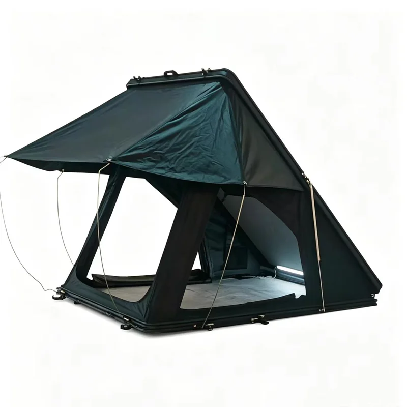 9Cm Ultra Thin Triangle Aluminum Hard Shell Roof Top Tent with Automatic Opening for 1 to 2 Adults Four-season Camping
