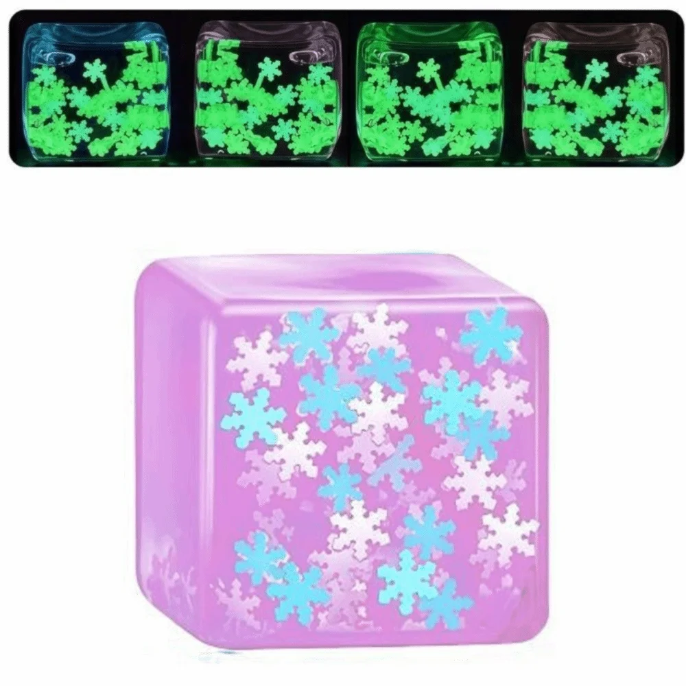 Cube Squeeze Slow Rising Ice Cube Squishy Transparent Soft TPR Ice Cube Fidget Square Colorful Sensory Fidget Adults Use