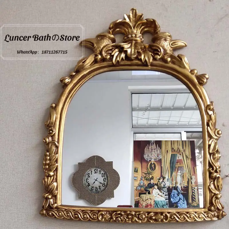 European Double Headed Eagle Bathroom Mirror, Tsar Vintage Gold Wall Mounted Vanity Mirror for Entryway, Home Decor