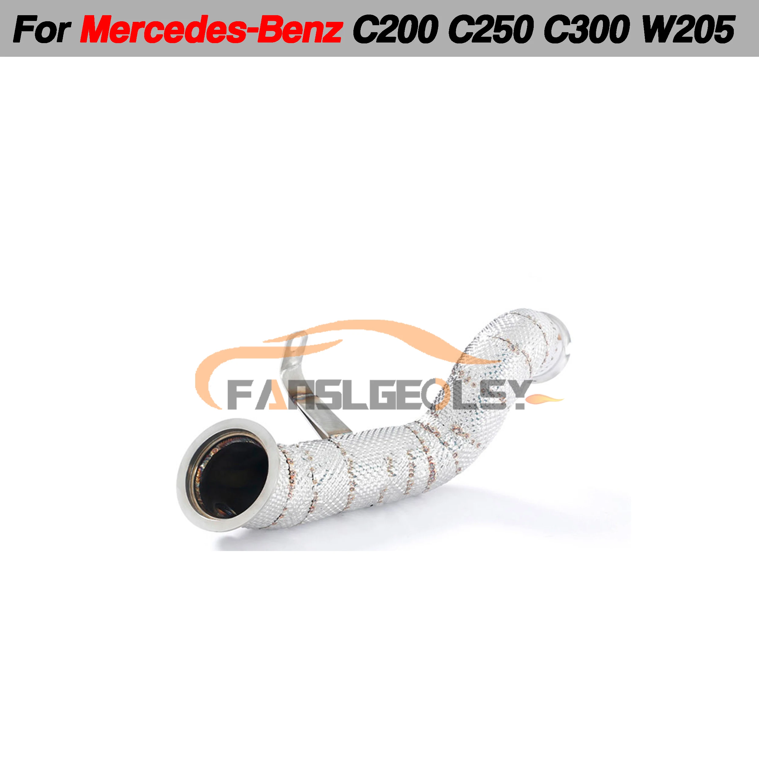 For Mercedes Benz C200 C250 C300 W205 Steel Downpipe Performance Exhaust System with Heat shield and catalytic converter Headers