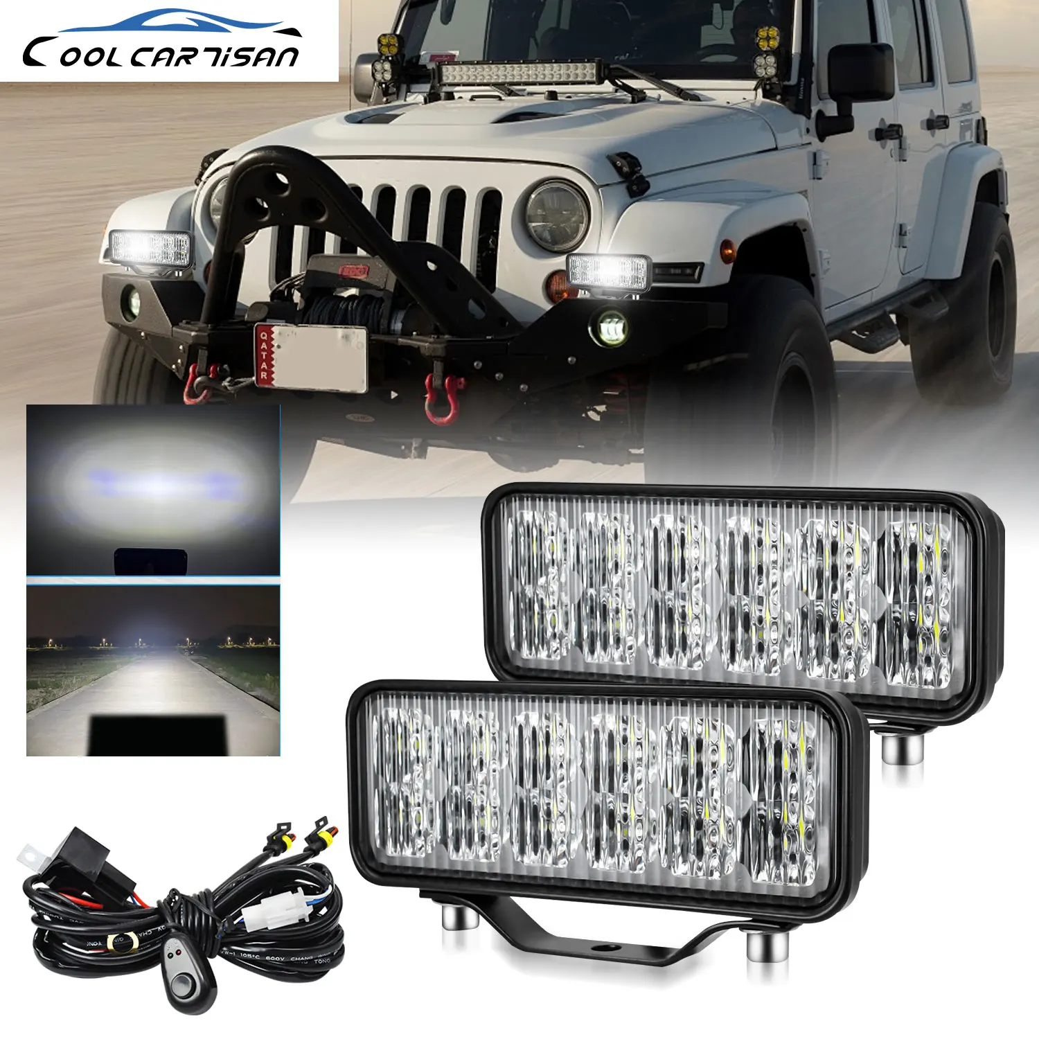 Car Round Miles Projector Super Bright 6000K Spot Flood Combo Lights Car Daytime Driving ForBoat ATV Car Trucks Off Rpad 4x4