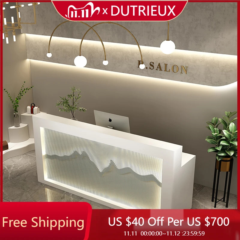 

White Design Reception Desks Front Desk Counter Service High Quality Reception Desks L Shaped Store Scrivania Office Furniture