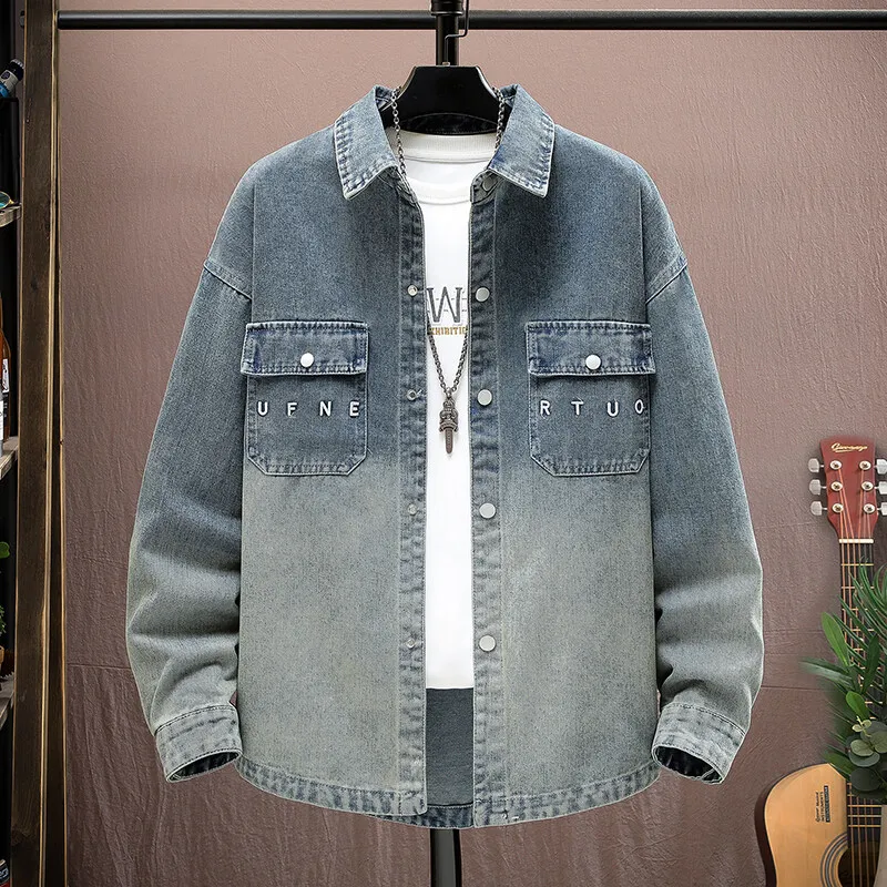 2025 frühling herbst neue ankunft männer mode jeans mantel männlichen hohe qualität casual denim jacke männer freizeithemd plus-größe M-4XL