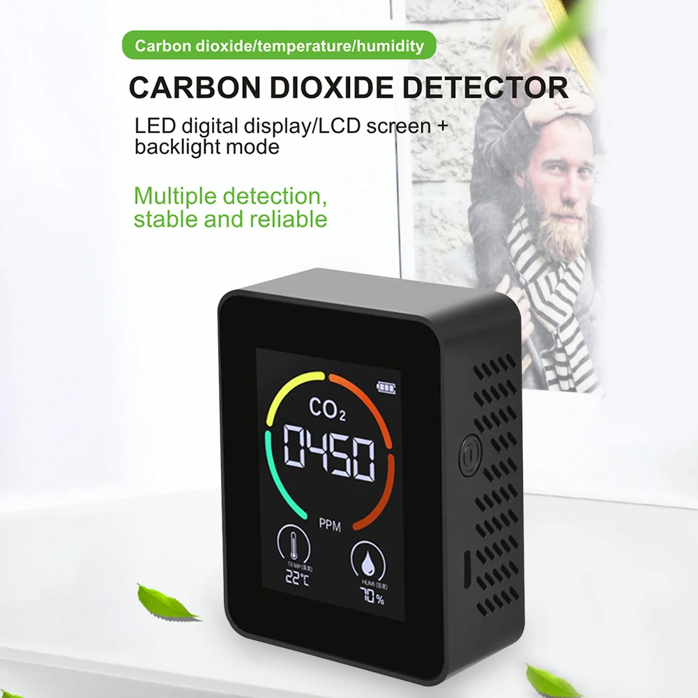 3 in 1 Carbon Dioxide Detector Semiconductor Sensor Co2 Air Detector Type-c Charging for Agricultural Production Greenhouse Tool