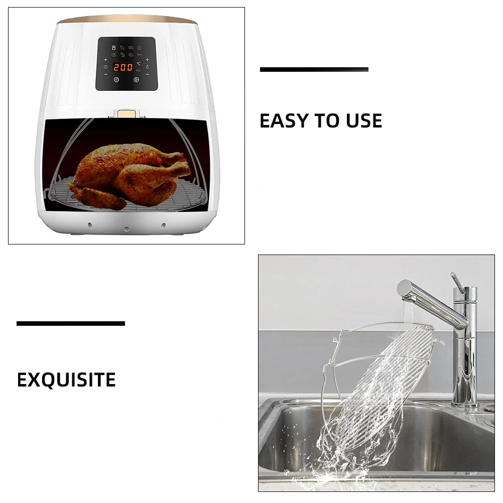 

Air Fryer Steaming Rack Stainless Steel Multi-function Draining Shelf Heat Resistant Anti-scald Handle Easy Clean Cookware