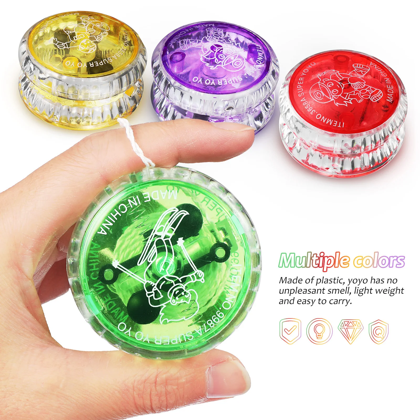 

6Pcs Glow in Dark Light Up Yoyo Balls Kids Playthings Bright Color Flashing Yoyo Fingertip Exercise Wrist Strength Hand Eye