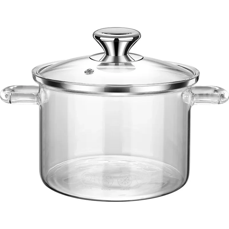 LFGB Certificated Ultra Durable High-borosilciate Glass Pot Transparent Cooking Pot -20℃~150℃ Resistant Kitchen Stewing Cooker