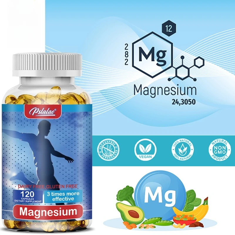 

Magnesium Capsules - Support Muscle, Bone, Heart Health, Improve Sleep, Stress & Anxiety Relief