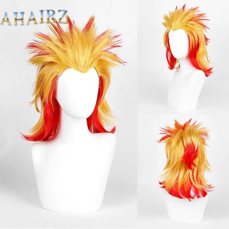 

Short Straight Boy Wig SyntheticYellow Gradient Red Wigs Cosplay Anime Daily For Men Heat Resistant Natural Fake Hair Halloween